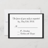 Carte RSVP d'événement générique noir blanc