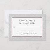 Carte RSVP Diamant Dot | Plum et gris (Devant)