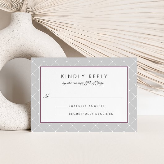 Carte RSVP Diamant Dot | Plum et gris