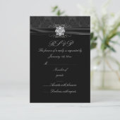 Carte RSVP diamant noir et argent (Debout devant)