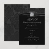 Carte RSVP diamant noir et argent (Devant / Derrière)