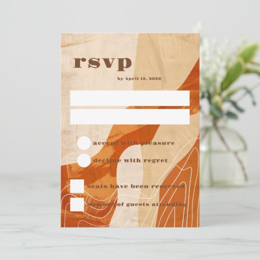 Carte rsvp d'inspiration rétro, conception orange (Debout devant)