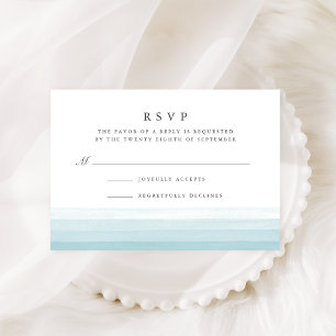 Carte RSVP Dip Dye Watercolor   Aqua