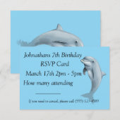 Carte RSVP Dolphin Birthday (Devant / Derrière)
