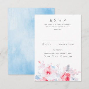 Carte RSVP Doux bleu rose pour Mariage