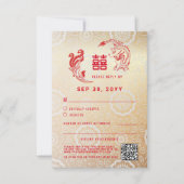 Carte RSVP Dragon Phoenix Double Xi Chinese Weddin (Devant)
