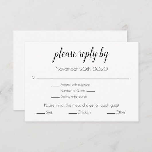 Carte RSVP du boîtier (Devant / Derrière)