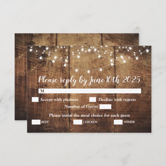 Carte RSVP du boîtier mariage (Devant / Derrière)