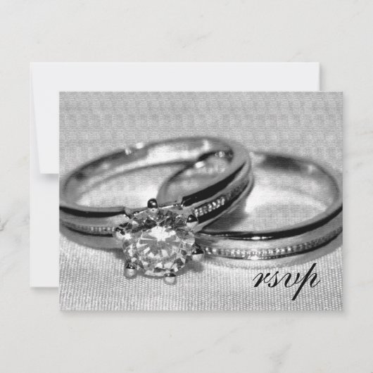 Carte RSVP du jeu d'anneaux de Mariage diamant (Devant)