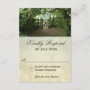 Carte RSVP du Mariage campagnard Rustic Gate Natur