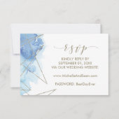 Carte RSVP du site Web du Mariage d'aquarelle géom (Devant)