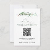 Carte RSVP du site Web Mariage aquarelle avec code (Devant)