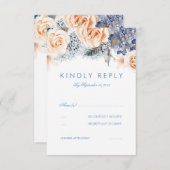 Carte RSVP Dusty Blue et Peach Floral Wedding (Devant / Derrière)