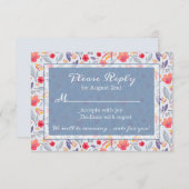 Carte RSVP Dusty Blue Floral (Devant / Derrière)
