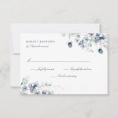 Carte RSVP Dusty Blue Floral (Devant)