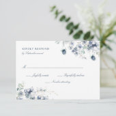 Carte RSVP Dusty Blue Floral (Debout devant)