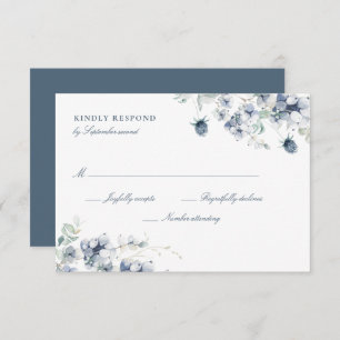 Carte RSVP Dusty Blue Floral