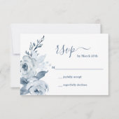 Carte RSVP Dusty Blue Floral (Devant)