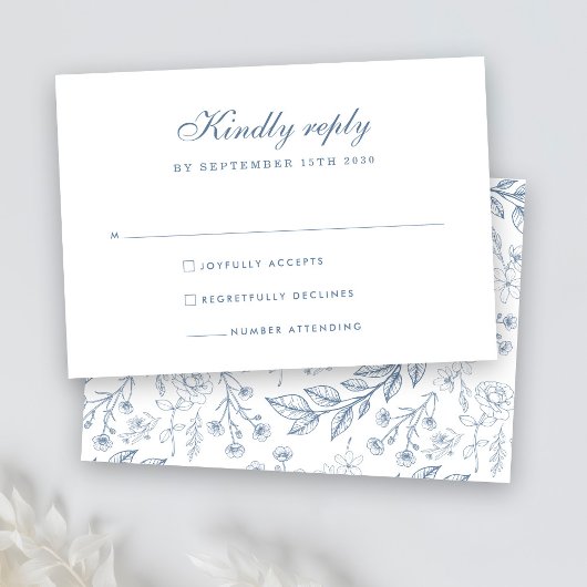 Carte RSVP Dusty Blue Floral Wedding