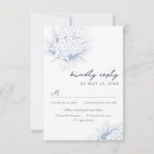 Carte RSVP Dusty Blue Hydrangea Options de repas (Devant)