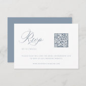 Carte RSVP Dusty Blue Mariage QR Code (Devant / Derrière)