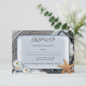 Carte RSVP Dusty Blue Nautical Wedding (Debout devant)