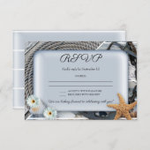 Carte RSVP Dusty Blue Nautical Wedding (Devant / Derrière)