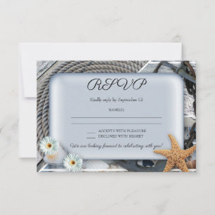 Carte RSVP Dusty Blue Nautical Wedding
