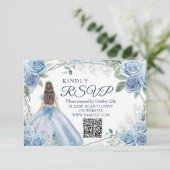 Carte RSVP Dusty Blue Quinceañera 15 Anos (Debout devant)
