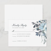 Carte RSVP Dusty Blue Watercolor Floral Wedal (Devant / Derrière)