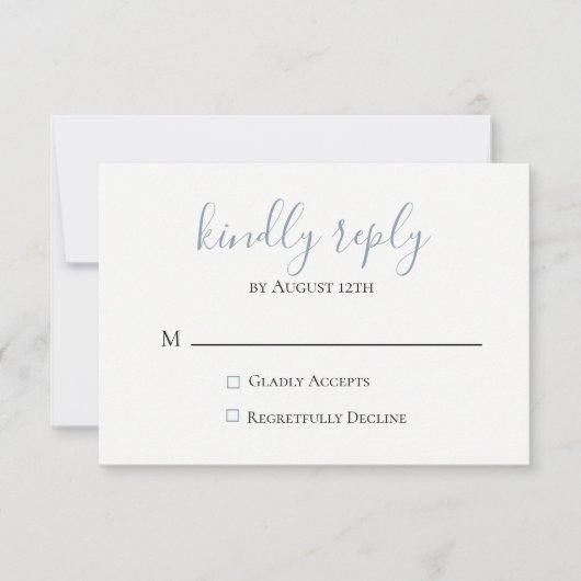 Carte RSVP Dusty Blue Wedding (Devant)