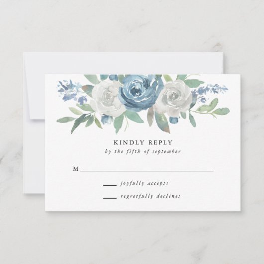 Carte RSVP Dusty Blue & White Wedding (Devant)