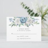 Carte RSVP Dusty Blue & White Wedding (Debout devant)