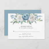 Carte RSVP Dusty Blue & White Wedding (Devant / Derrière)