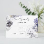Carte RSVP Dusty Plum Fluid Ink (Debout devant)