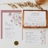 Carte RSVP Dusty Rose Fleur sauvage Floral Wedding
