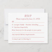 Carte RSVP Dusty Rose Rose - Choix d'invités (Devant)