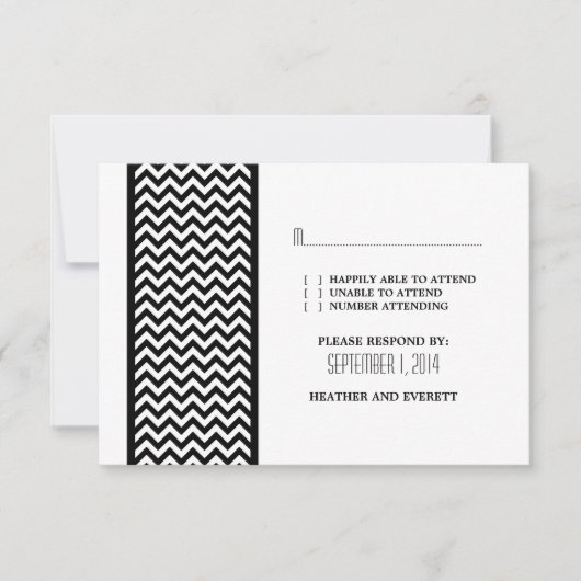Carte RSVP Ebony Chevron Border (Devant)