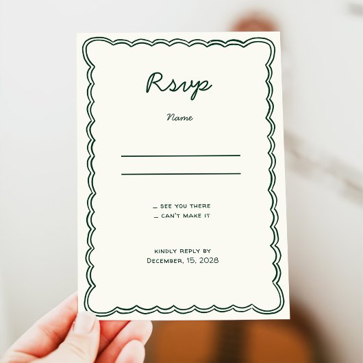 Carte RSVP écriture manuscrite verte vintage dessi