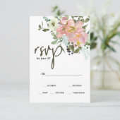 Carte RSVP Eggshell et Blush Floral Wedding (Debout devant)