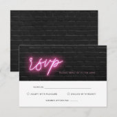 Carte RSVP électrique noir et rose néon brillant (Devant / Derrière)