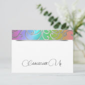 Carte RSVP Elegant Arc-en-ciel et Filigree argenté (Debout devant)