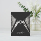 Carte RSVP Elegant Black Damask (Debout devant)