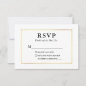 Carte RSVP Elegant Black Gold Frame moderne (Devant)