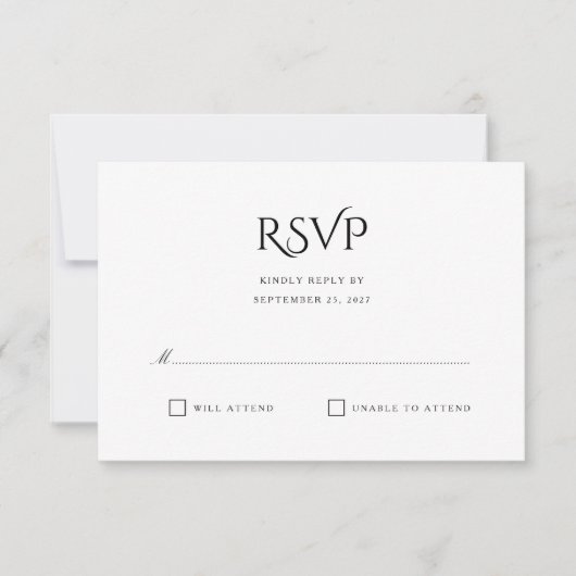 Carte RSVP Elegant Clean Simple White Response (Devant)