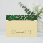 Carte RSVP Elegant Emerald Green Gold Filigree (Debout devant)