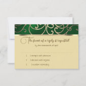 Carte RSVP Elegant Emerald Green Gold Filigree (Dos)