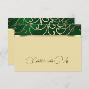 Carte RSVP Elegant Emerald Green Gold Filigree