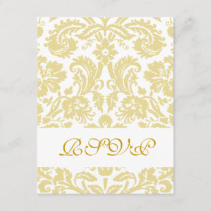 Carte RSVP Elegant Gold Cream Mariage damassé