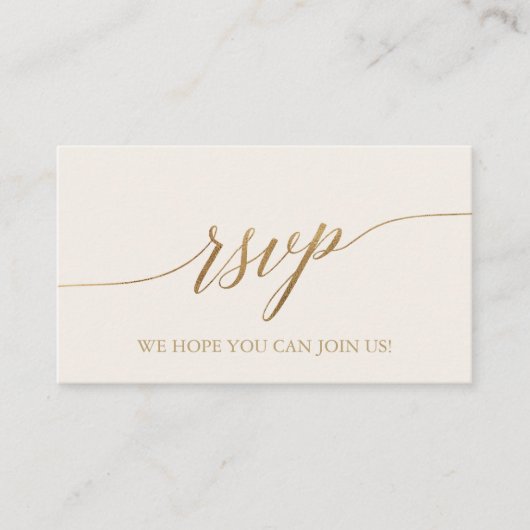 Carte RSVP Elegant Gold et Ivory Mariage QR Code R (Devant)